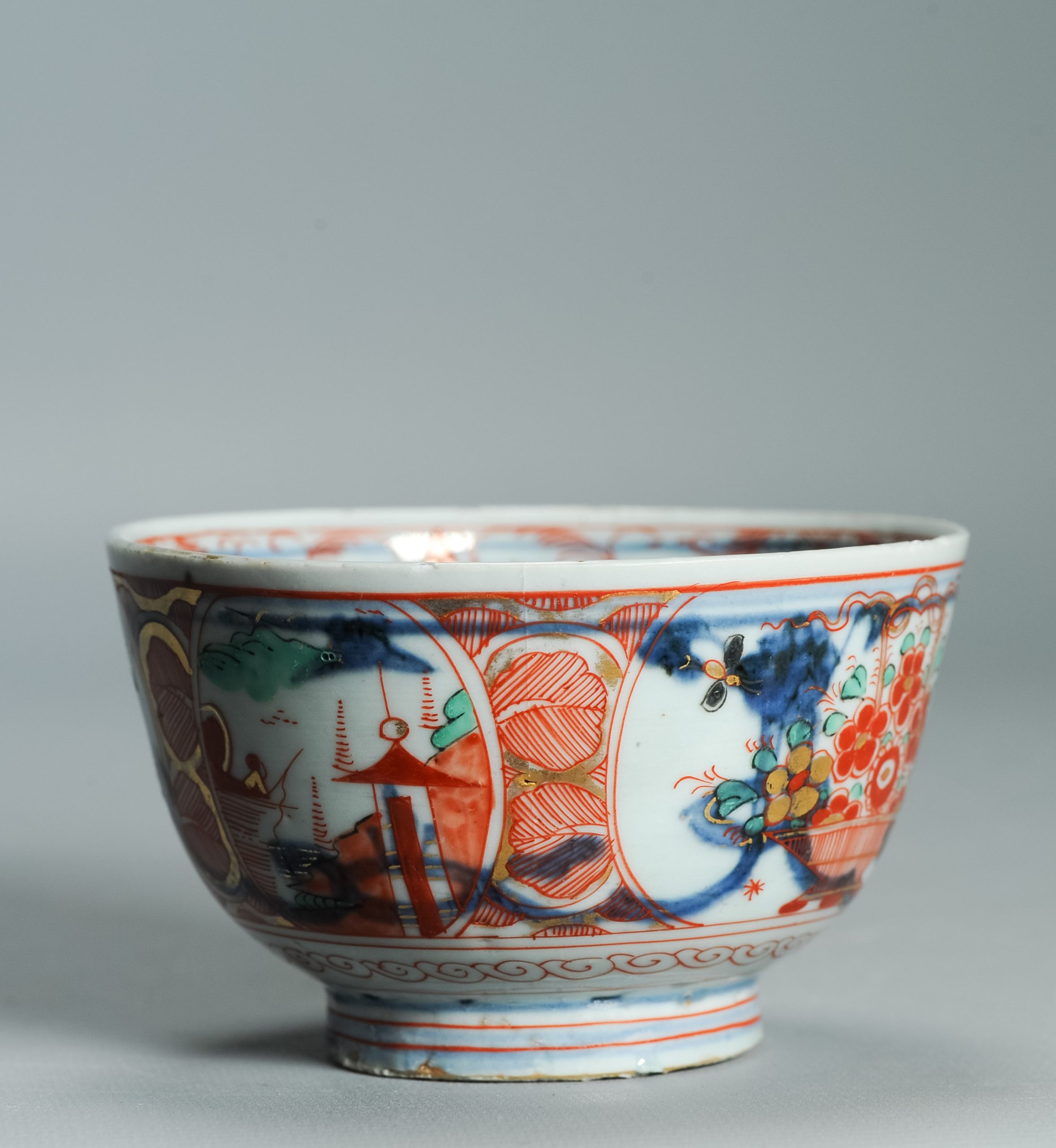 1533 Antique Chinese Kangxi Porcelain Bowl with added Dutch European Decoration