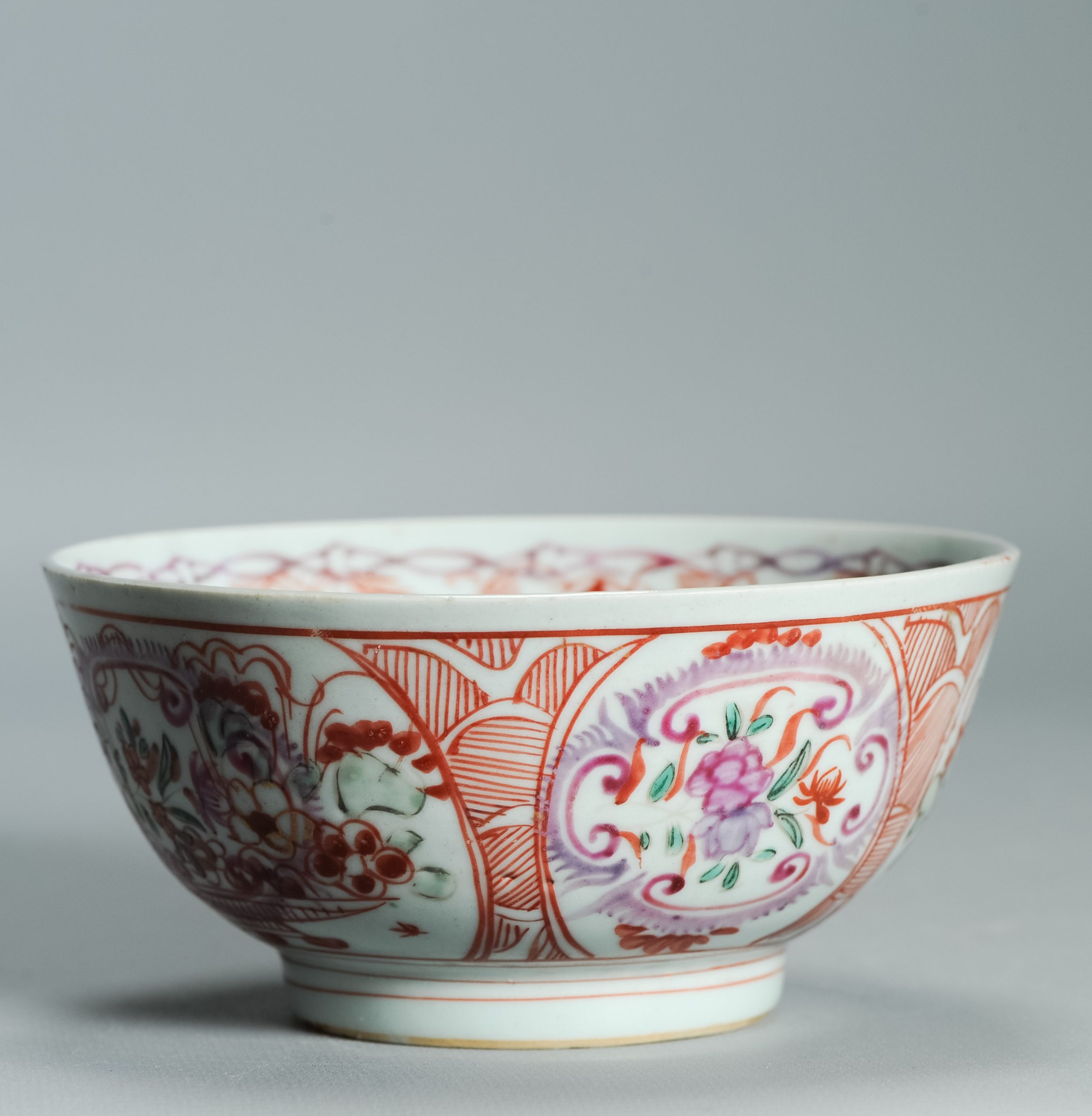 1528 Antique Chinese Porcelain Puce / Purple Bowl with added Dutch European Decoration - Image 4