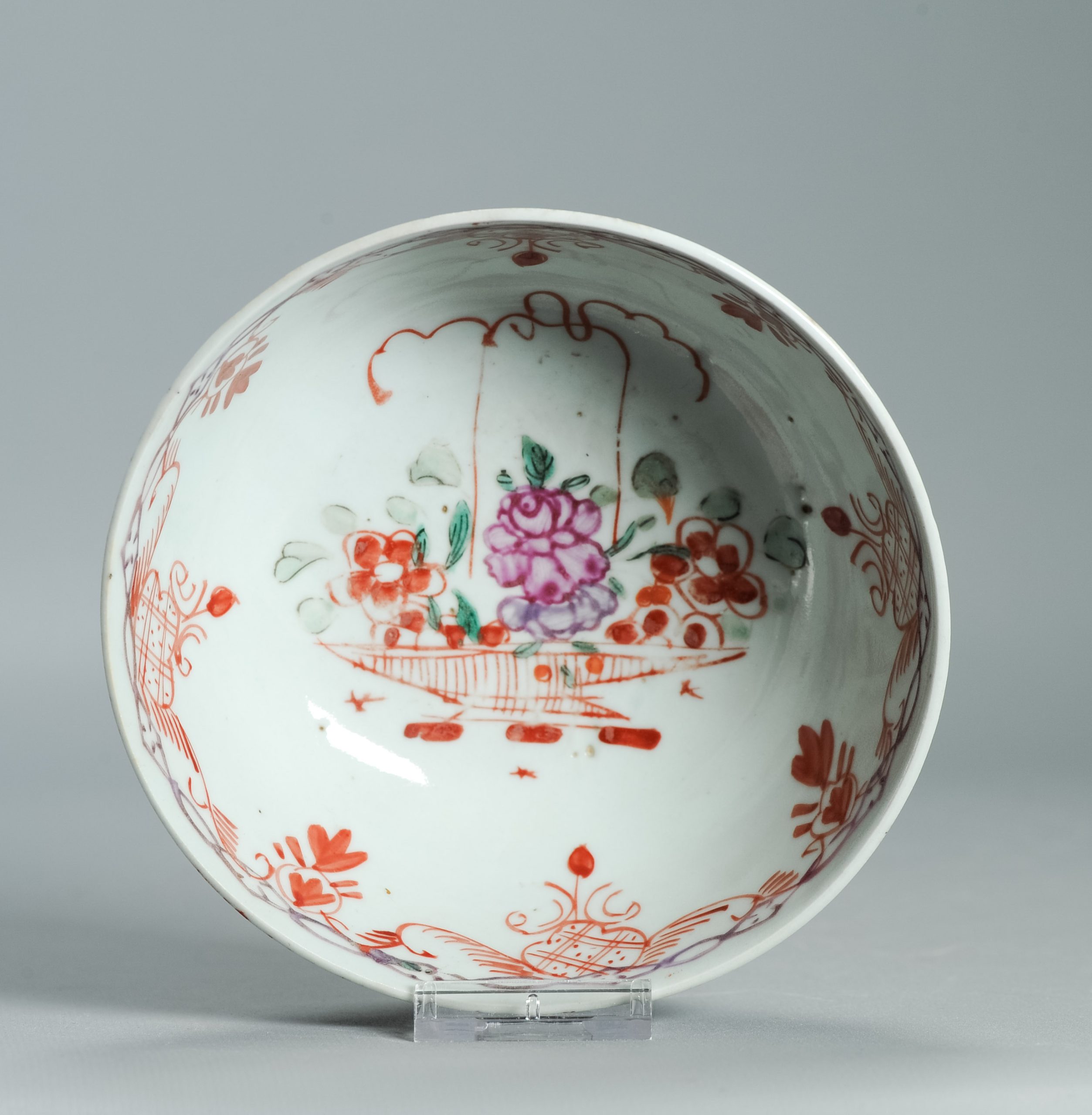 1528 Antique Chinese Porcelain Puce / Purple Bowl with added Dutch European Decoration - Image 13