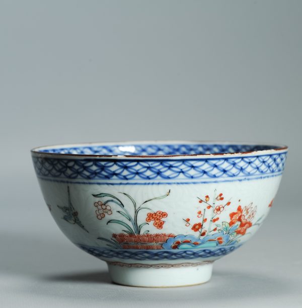 1529 Antique Chinese Porcelain Kangxi/Yongzheng Anhua Carved Bowl with added Dutch Kakiemon Japanese Decoration - Image 9