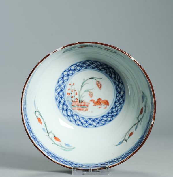 1529 Antique Chinese Porcelain Kangxi/Yongzheng Anhua Carved Bowl with added Dutch Kakiemon Japanese Decoration - Image 15