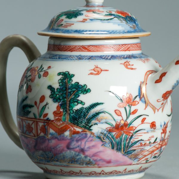 1530 Antique Chinese Porcelain Kangxi/Yongzheng Blue and White Teapot with added Dutch Decoration - Image 8
