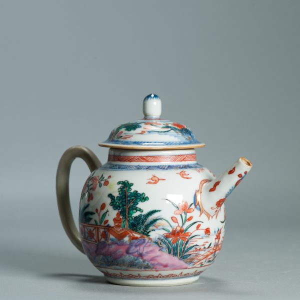 1530 Antique Chinese Porcelain Kangxi/Yongzheng Blue and White Teapot with added Dutch Decoration - Image 9