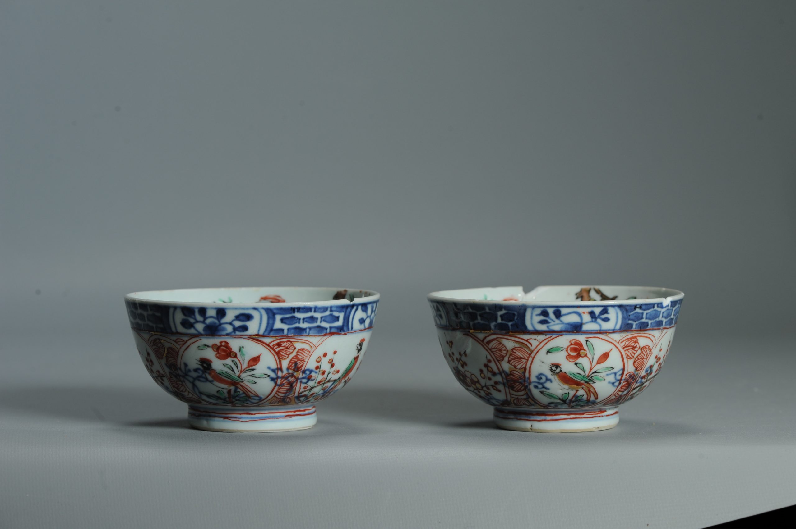 1534 & 1535 Antique Chinese Kangxi Porcelain Bowl with added Dutch Parrot Decoration - Image 17