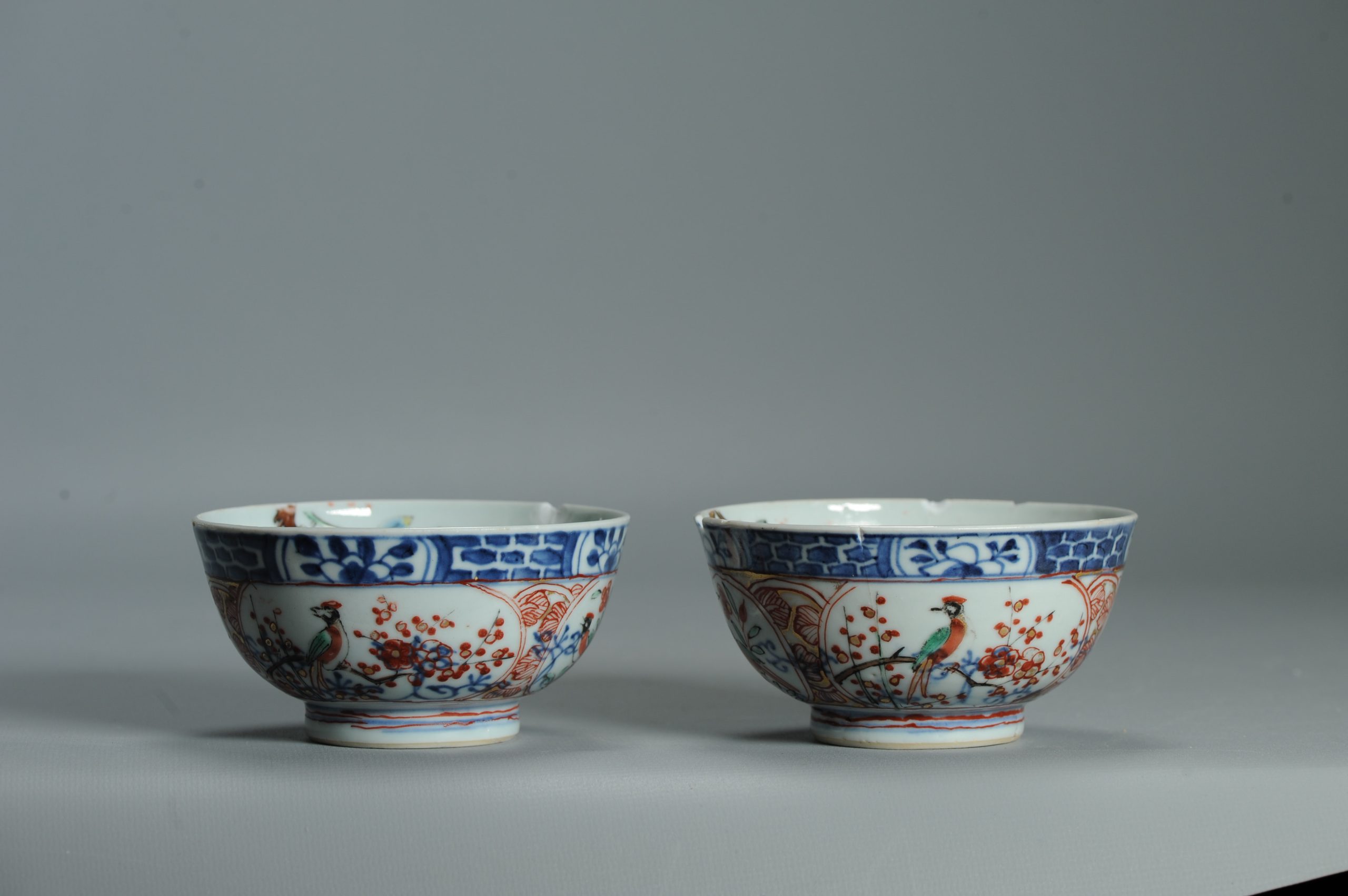 1534 & 1535 Antique Chinese Kangxi Porcelain Bowl with added Dutch Parrot Decoration - Image 7