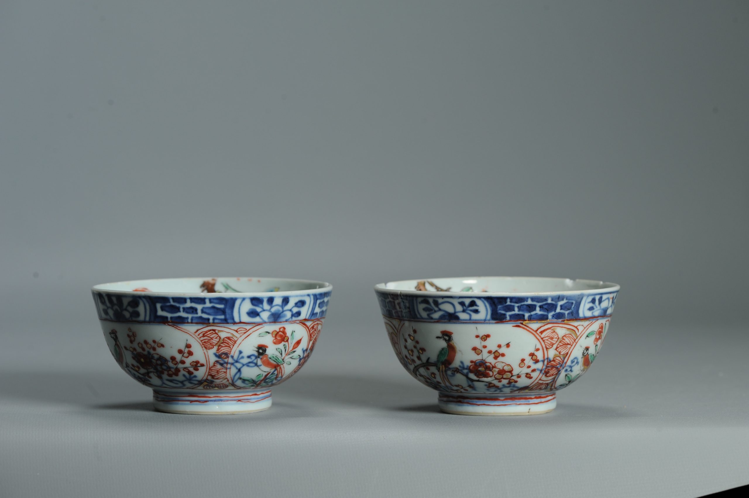 1534 & 1535 Antique Chinese Kangxi Porcelain Bowl with added Dutch Parrot Decoration - Image 6