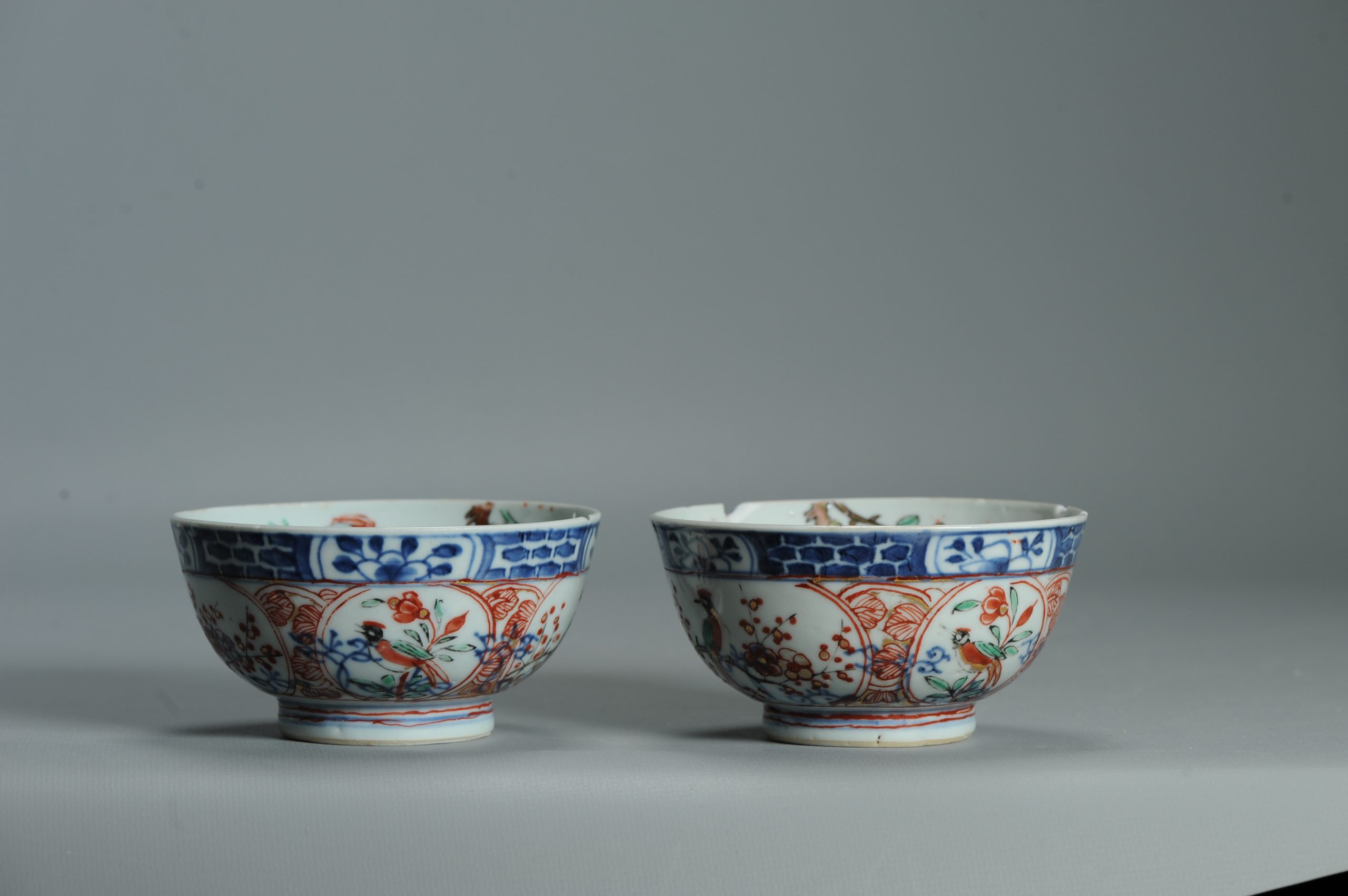 1534 & 1535 Antique Chinese Kangxi Porcelain Bowl with added Dutch Parrot Decoration - Image 5