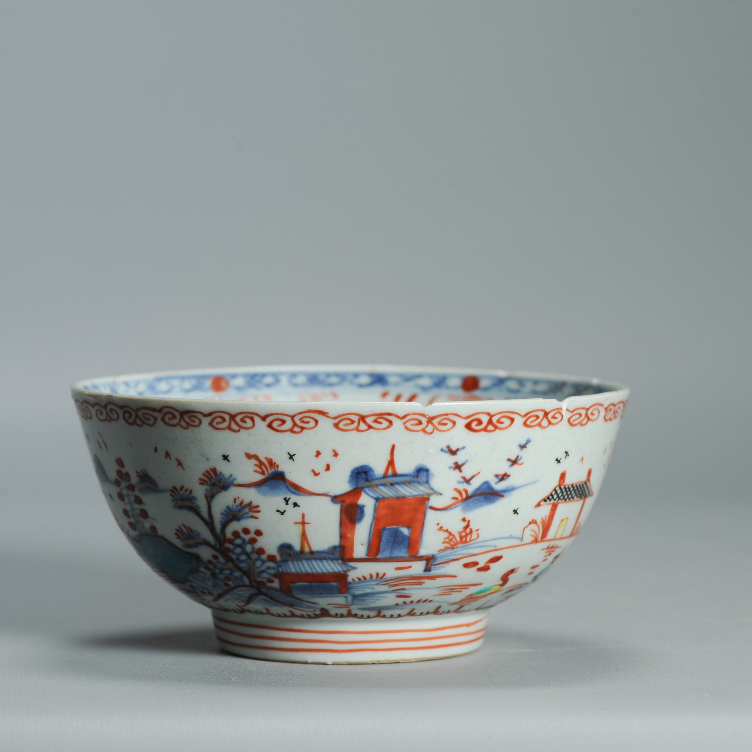 1536 Antique Chinese Porcelain Bowl with added Dutch Landscape Decoration - Image 15