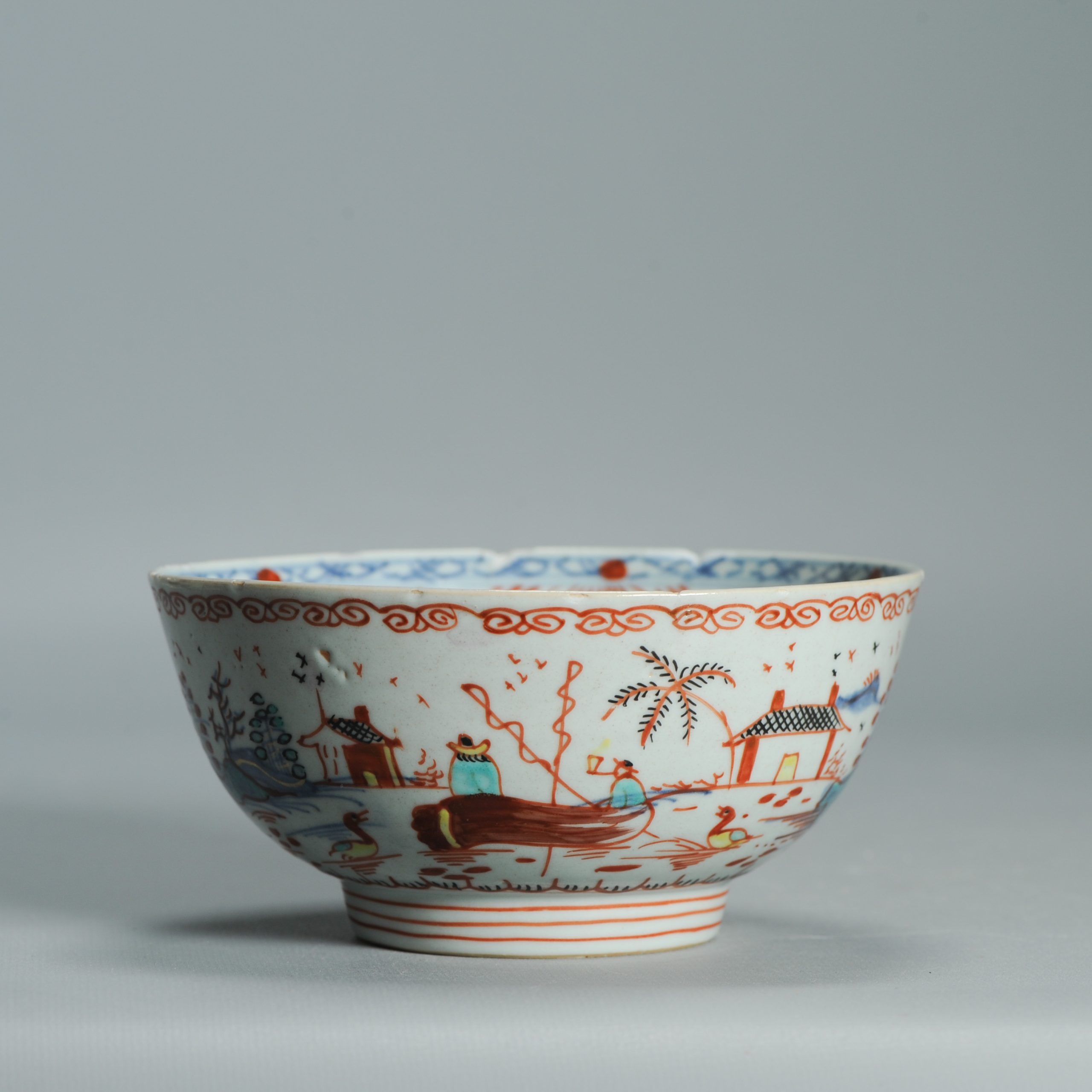 1536 Antique Chinese Porcelain Bowl with added Dutch Landscape Decoration - Image 9