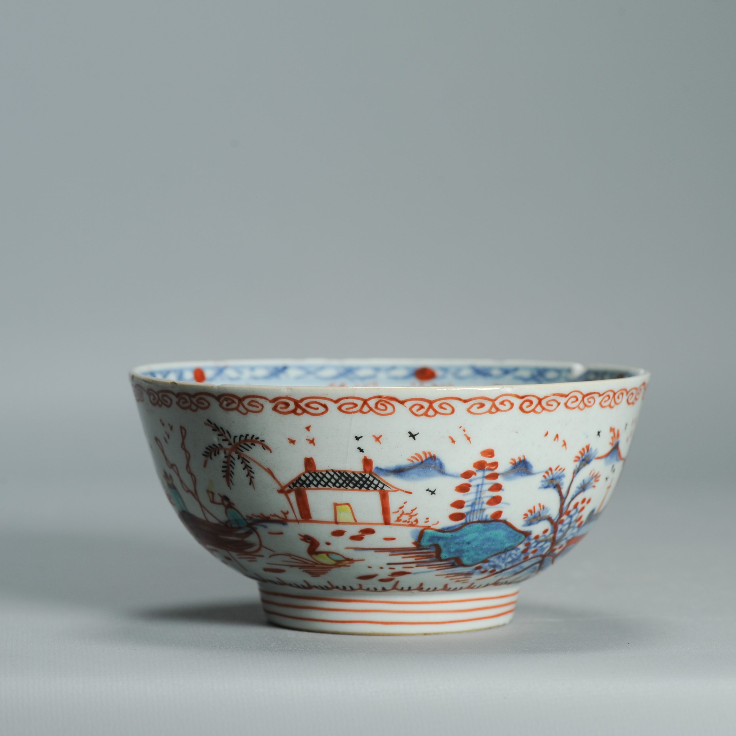 1536 Antique Chinese Porcelain Bowl with added Dutch Landscape Decoration - Image 8