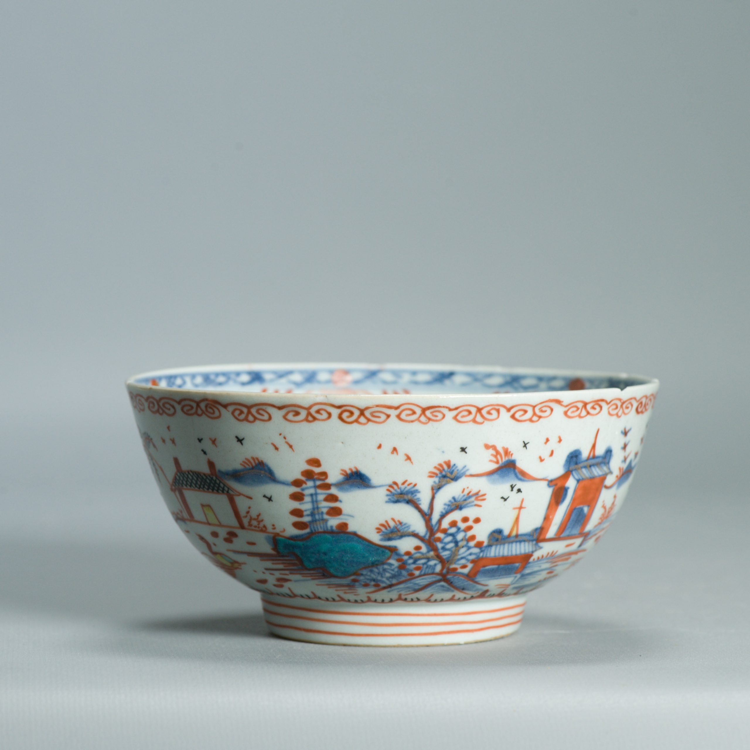 1536 Antique Chinese Porcelain Bowl with added Dutch Landscape Decoration - Image 7
