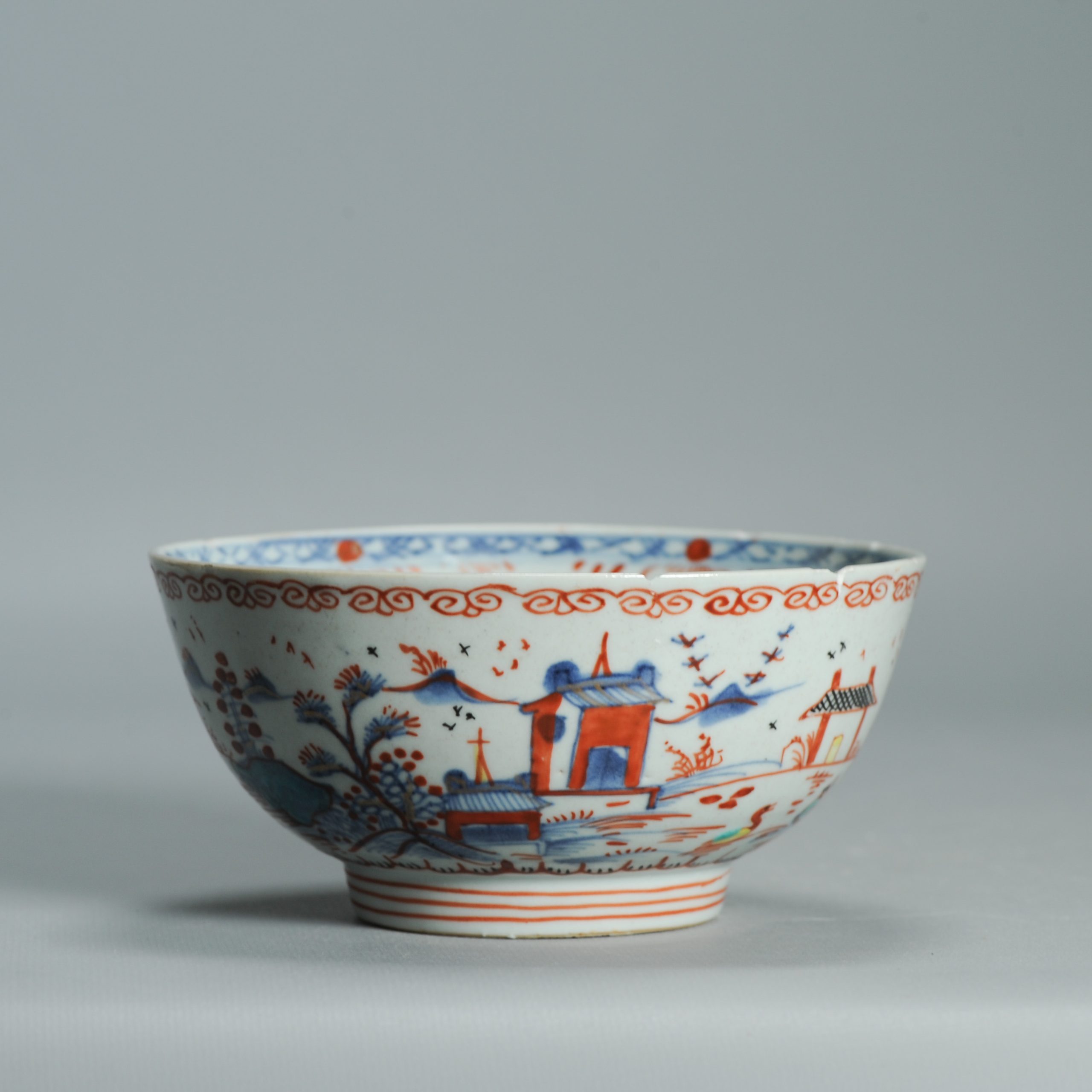 1536 Antique Chinese Porcelain Bowl with added Dutch Landscape Decoration - Image 6