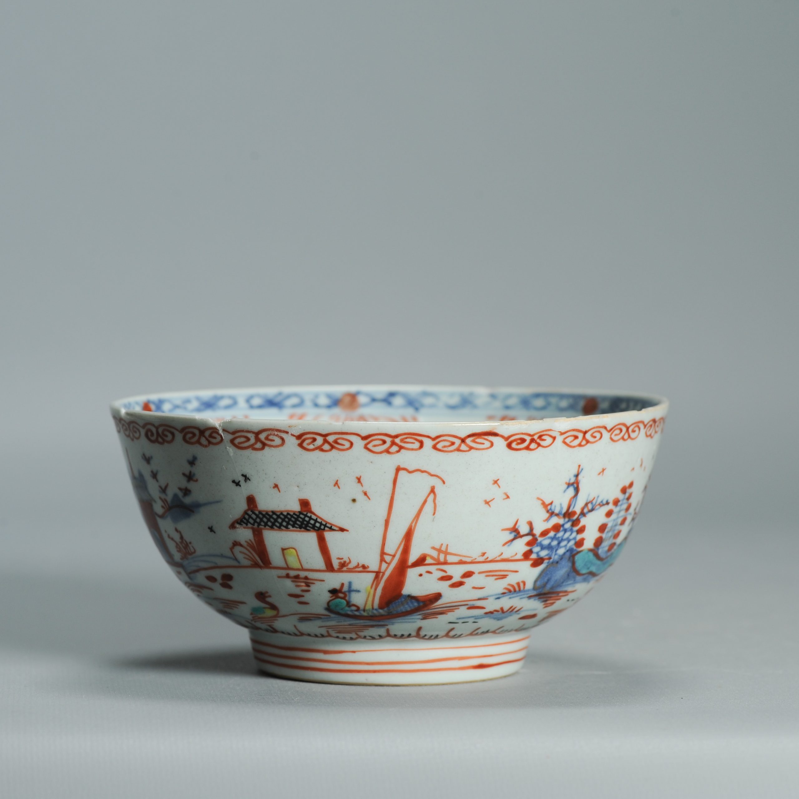 1536 Antique Chinese Porcelain Bowl with added Dutch Landscape Decoration - Image 4