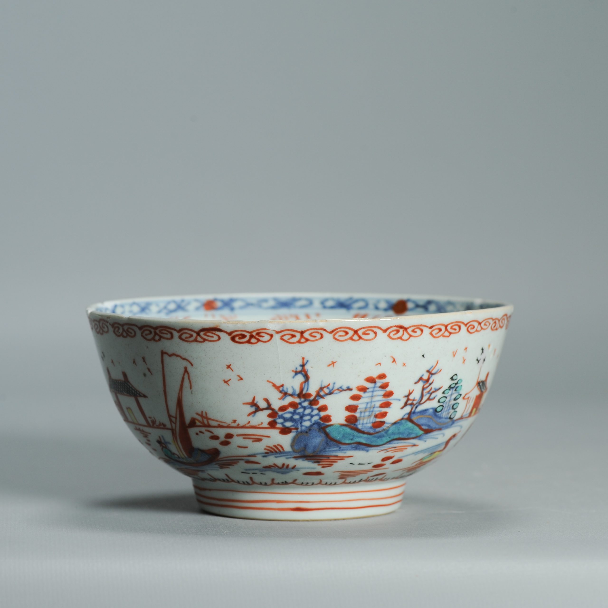 1536 Antique Chinese Porcelain Bowl with added Dutch Landscape Decoration - Image 3