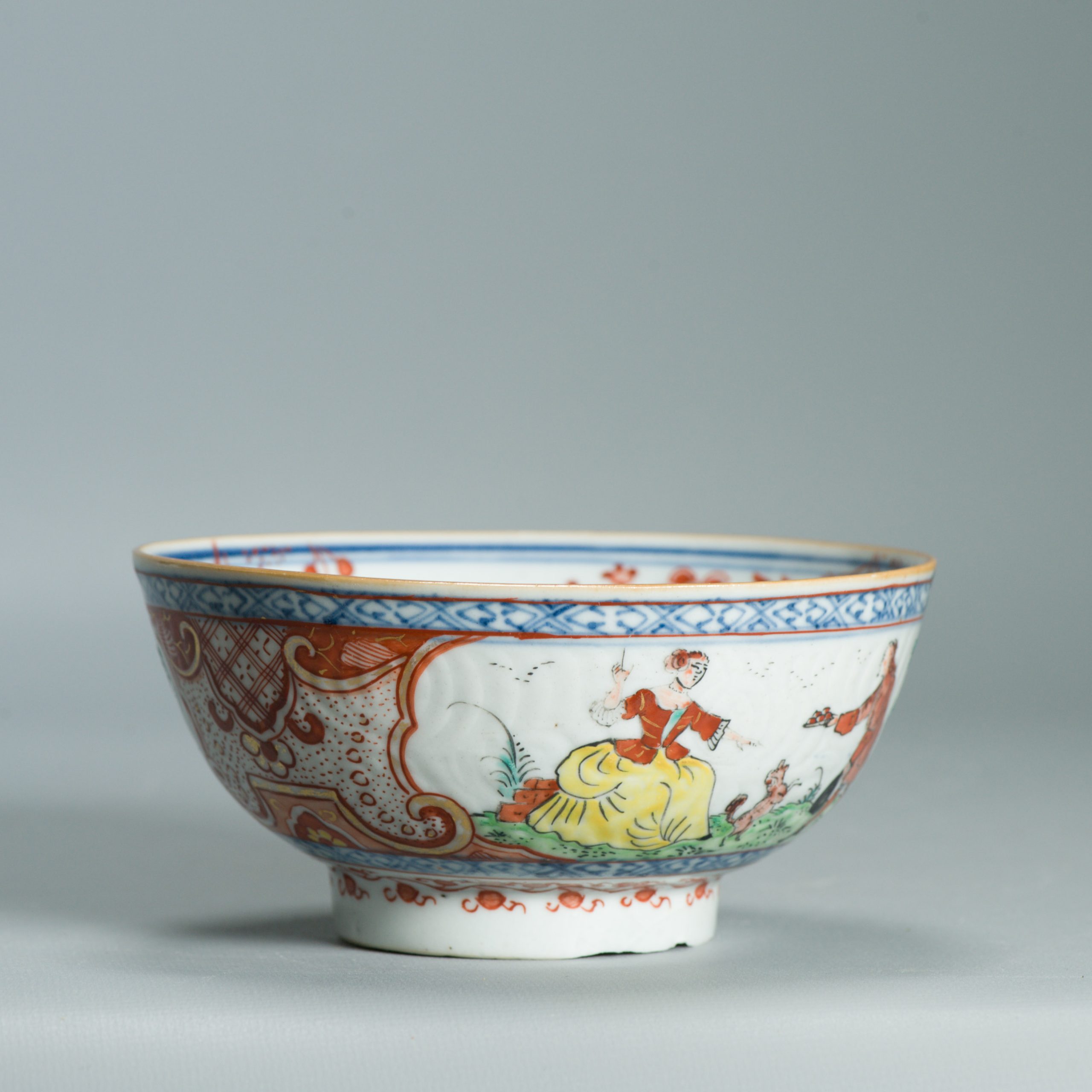 1525 Antique Chinese Porcelain Blue and white Anhua Bowl with Pastoral Redecoration