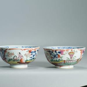 1538 & 1539 Antique Chinese Porcelain Bowl with added Dutch Decoration of Witch