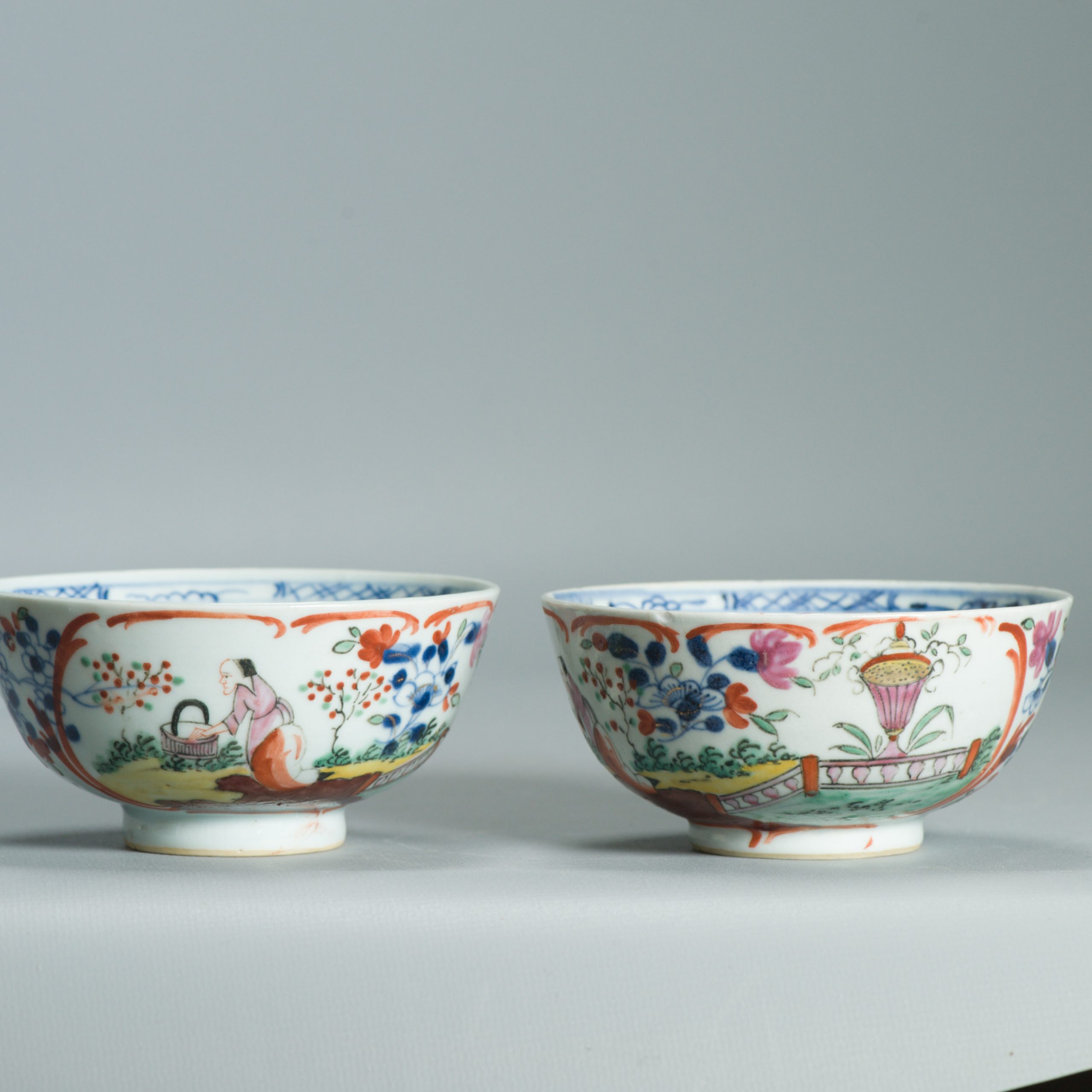 1538 & 1539 Antique Chinese Porcelain Bowl with added Dutch Decoration of Witch