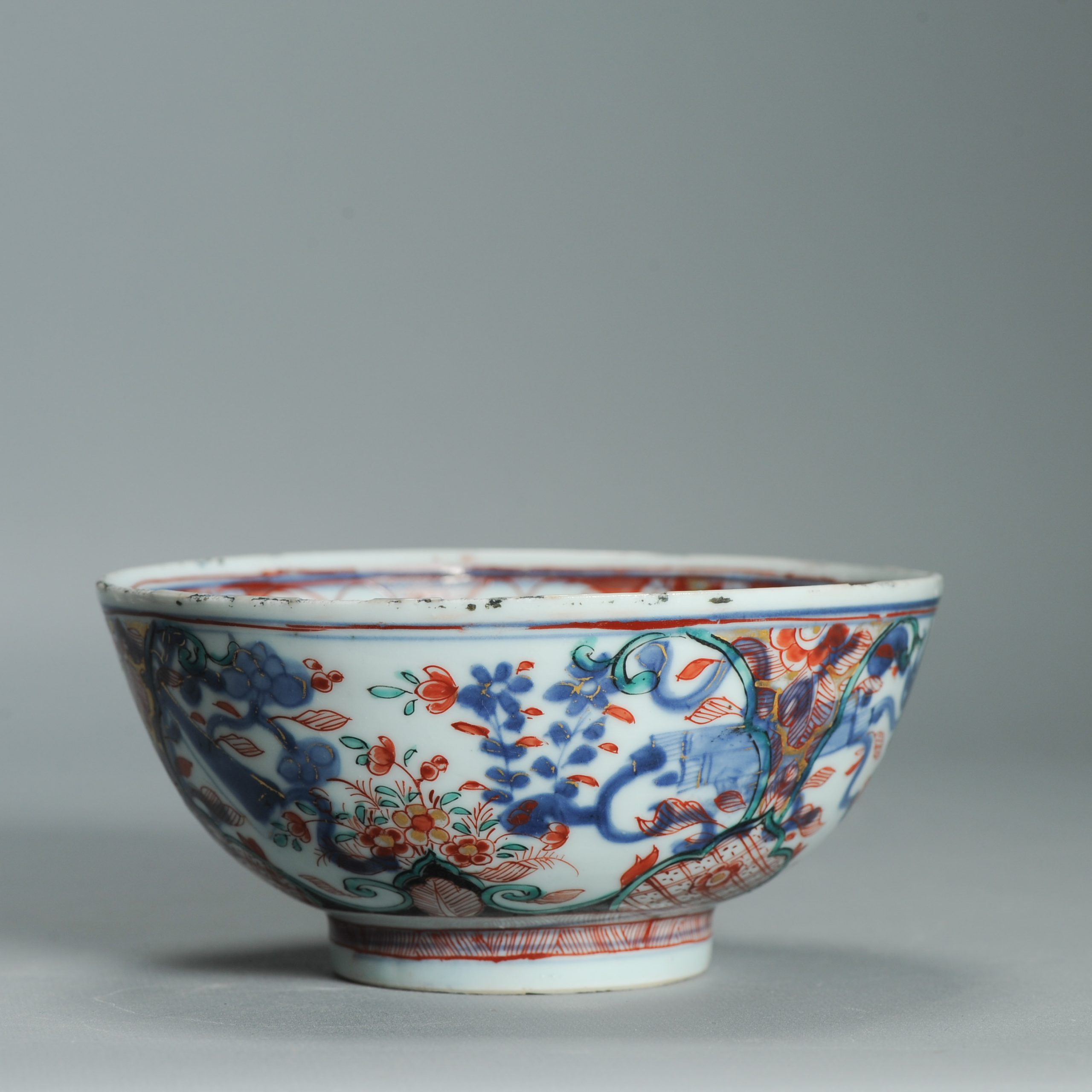 1541 Antique Chinese Porcelain Bowl with added flowers in Black and green Dutch Decoration Birds - Image 11