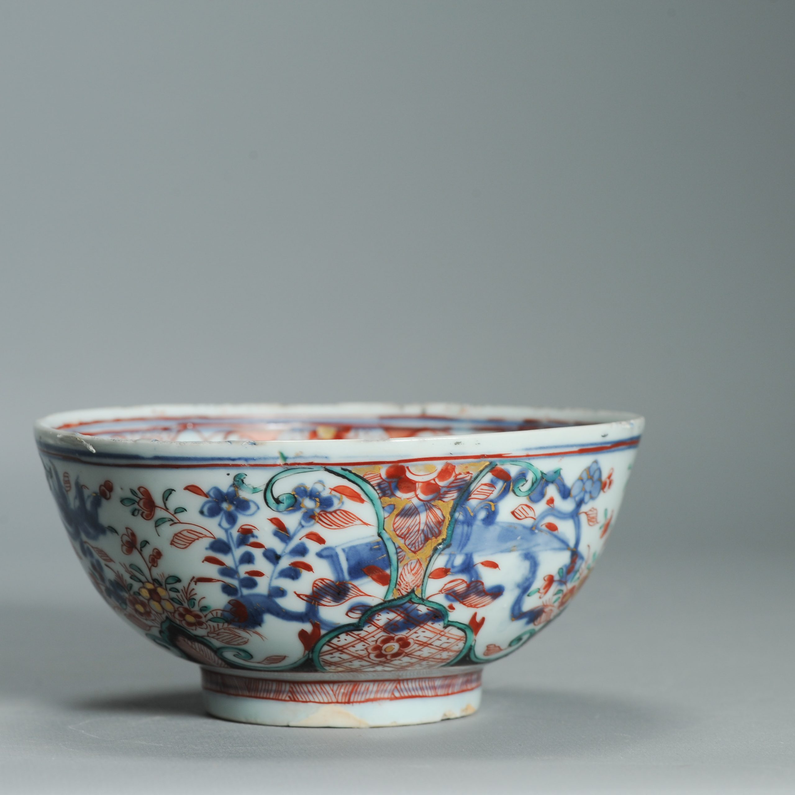 1541 Antique Chinese Porcelain Bowl with added flowers in Black and green Dutch Decoration Birds - Image 10