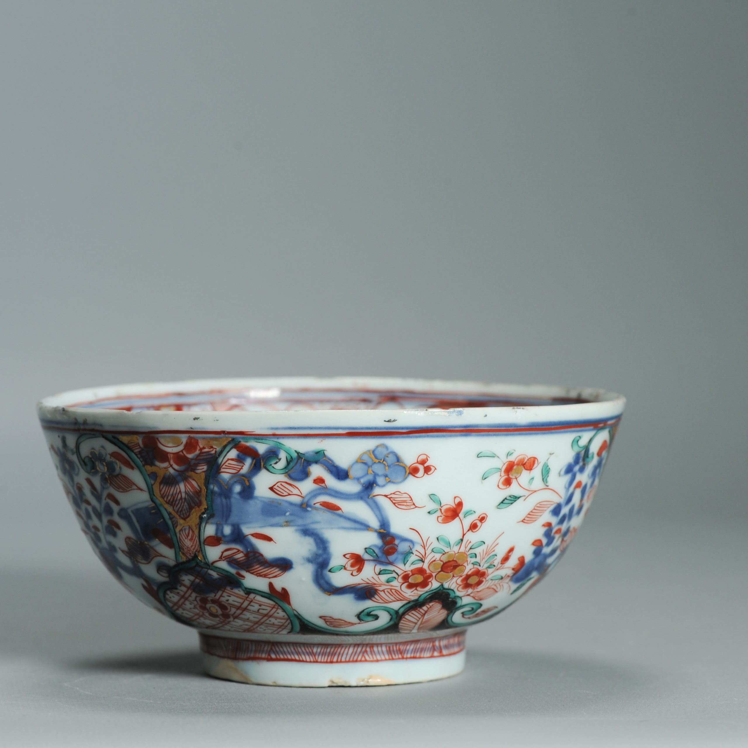 1541 Antique Chinese Porcelain Bowl with added flowers in Black and green Dutch Decoration Birds - Image 12