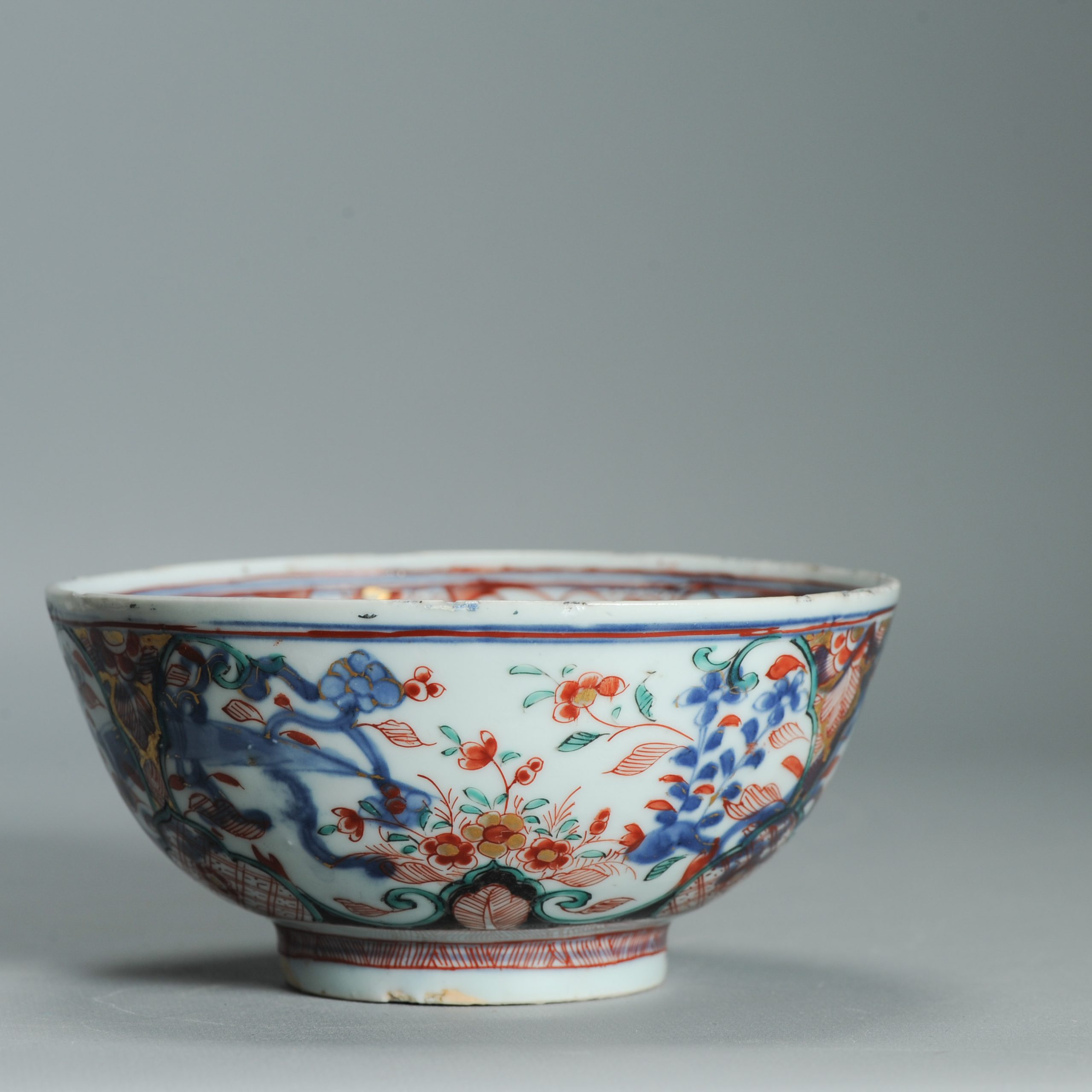 1541 Antique Chinese Porcelain Bowl with added flowers in Black and green Dutch Decoration Birds - Image 13