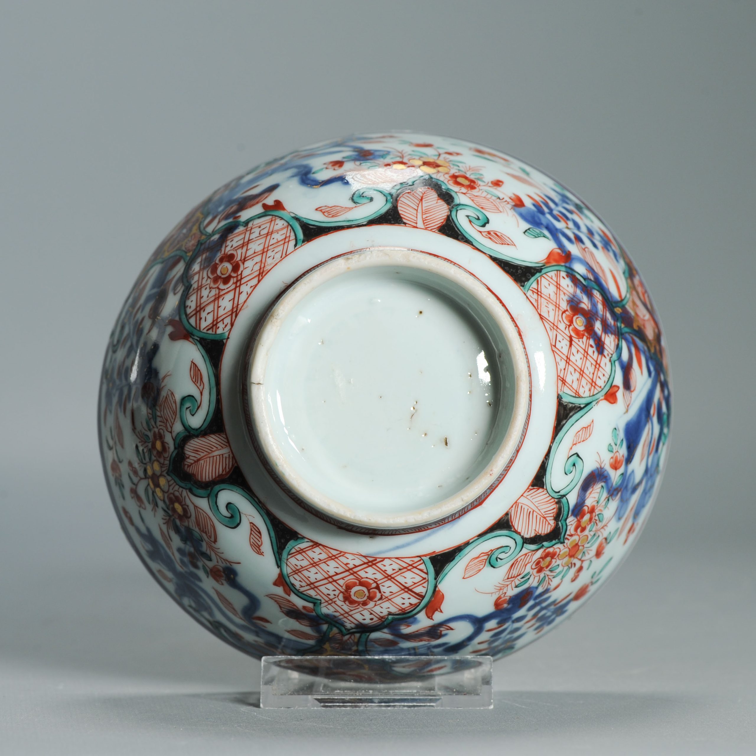 1541 Antique Chinese Porcelain Bowl with added flowers in Black and green Dutch Decoration Birds - Image 16