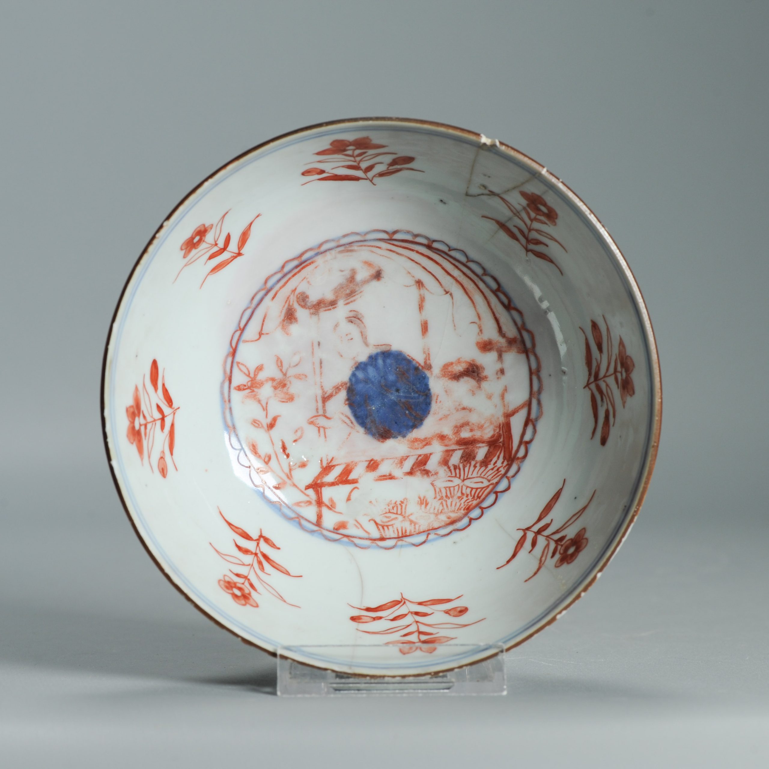 1543 Antique Chinese Porcelain Bowl with a Chinese design of a lady in a pagoda - Image 17