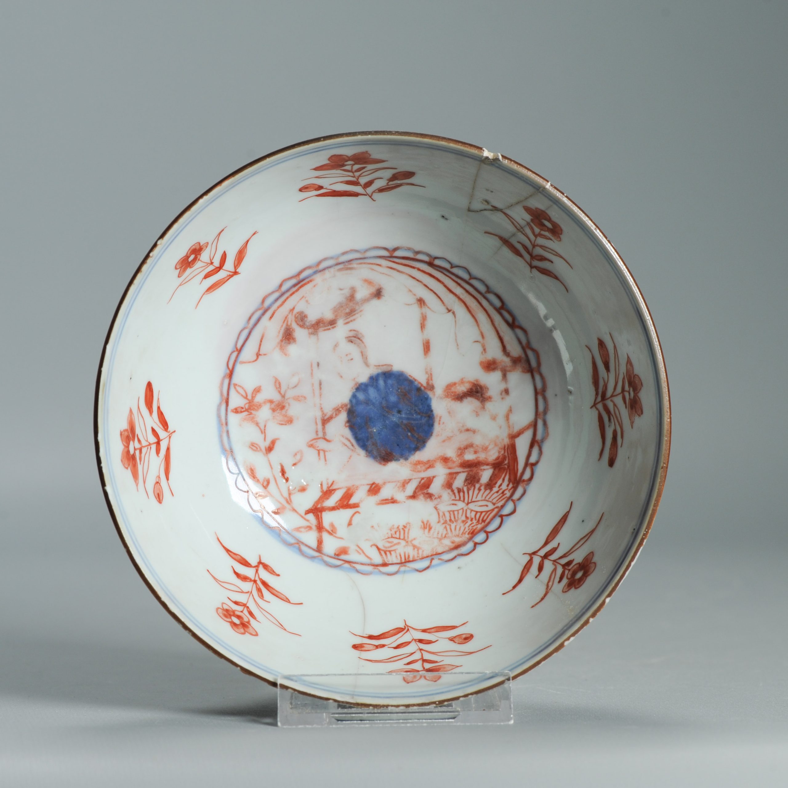 1543 Antique Chinese Porcelain Bowl with a Chinese design of a lady in a pagoda - Image 16
