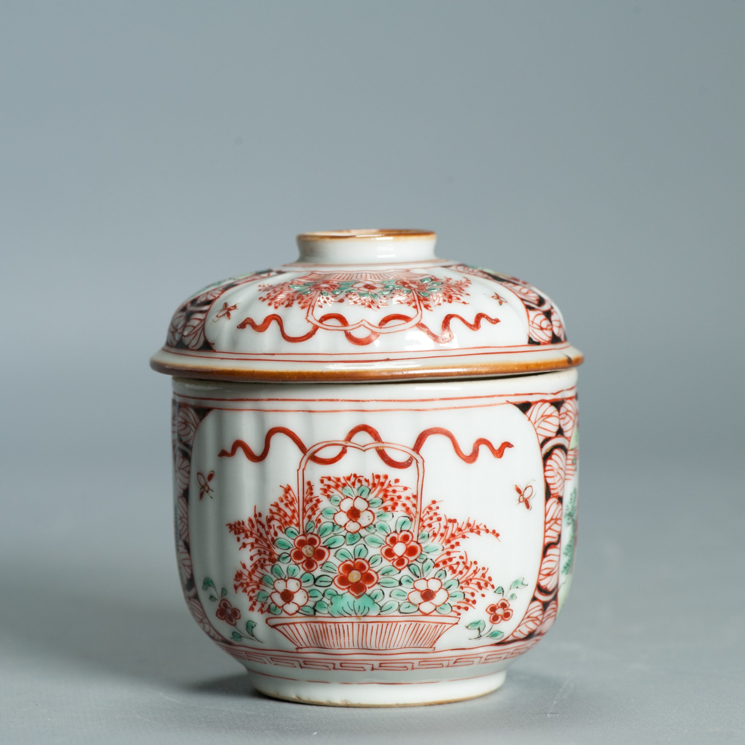 1547 Antique Chinese Porcelain Jar with a design of flowersbasket and landscape