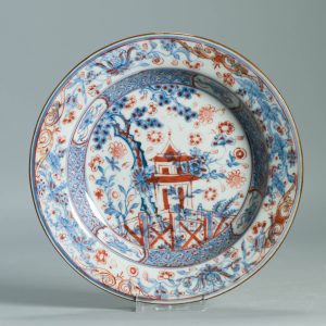 1548 Antique Kangxi/Yongzheng Dish Scene with Trees European Redecoration