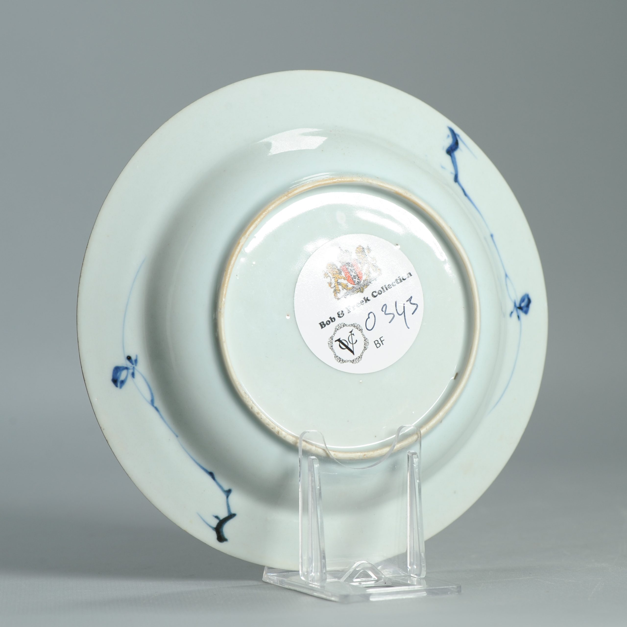 1548 Antique Kangxi/Yongzheng Dish Scene with Trees European Redecoration - Image 9