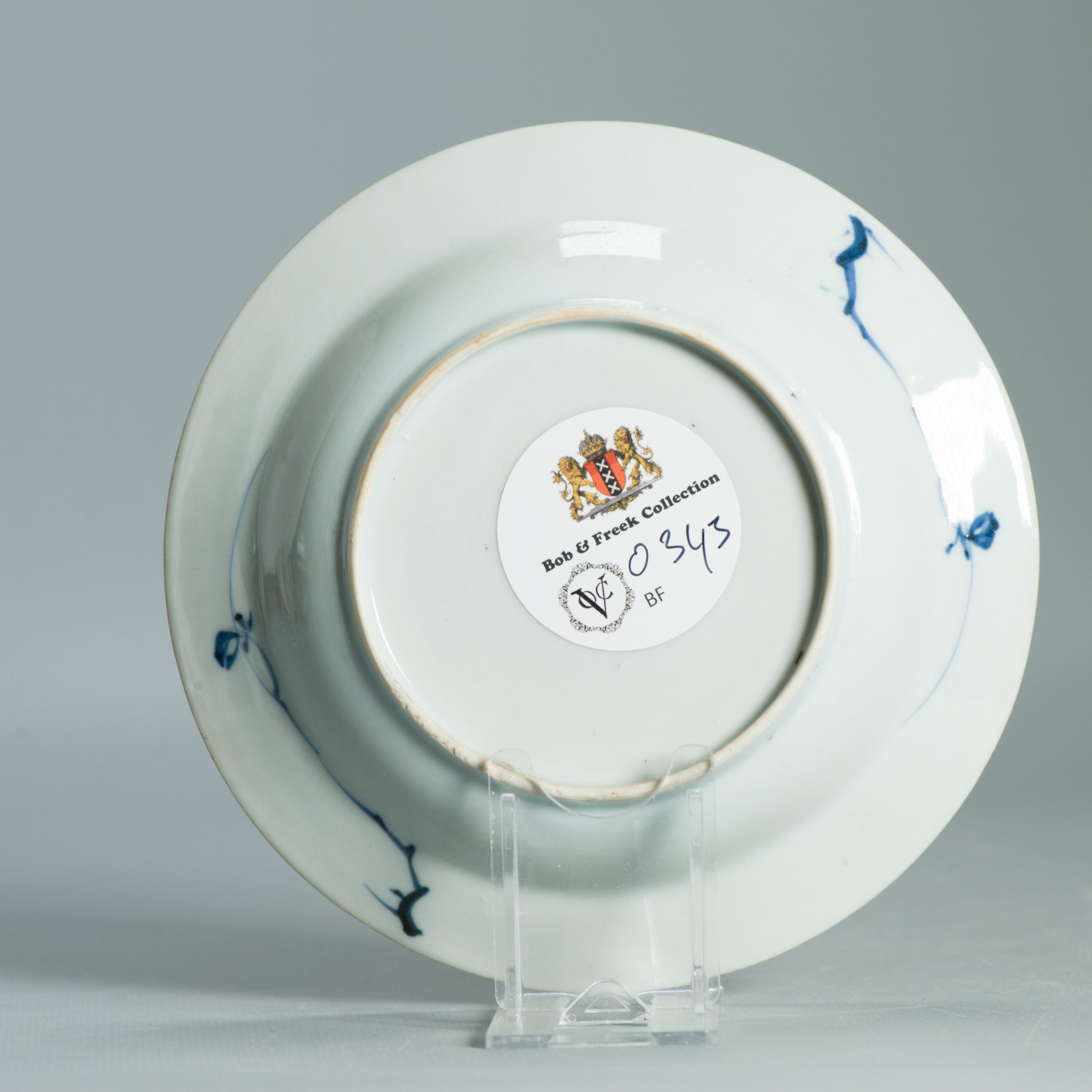 1548 Antique Kangxi/Yongzheng Dish Scene with Trees European Redecoration - Image 8