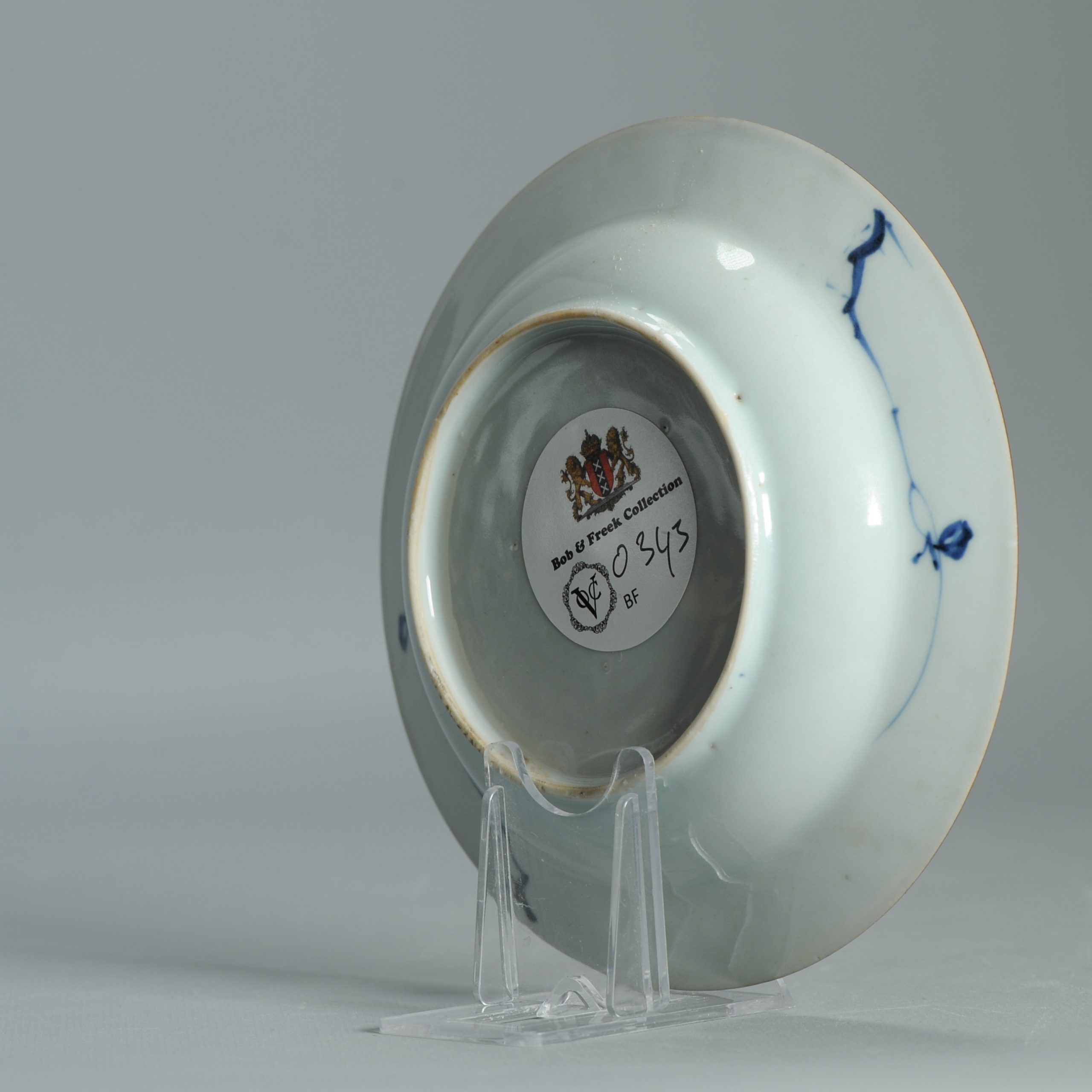 1548 Antique Kangxi/Yongzheng Dish Scene with Trees European Redecoration - Image 7