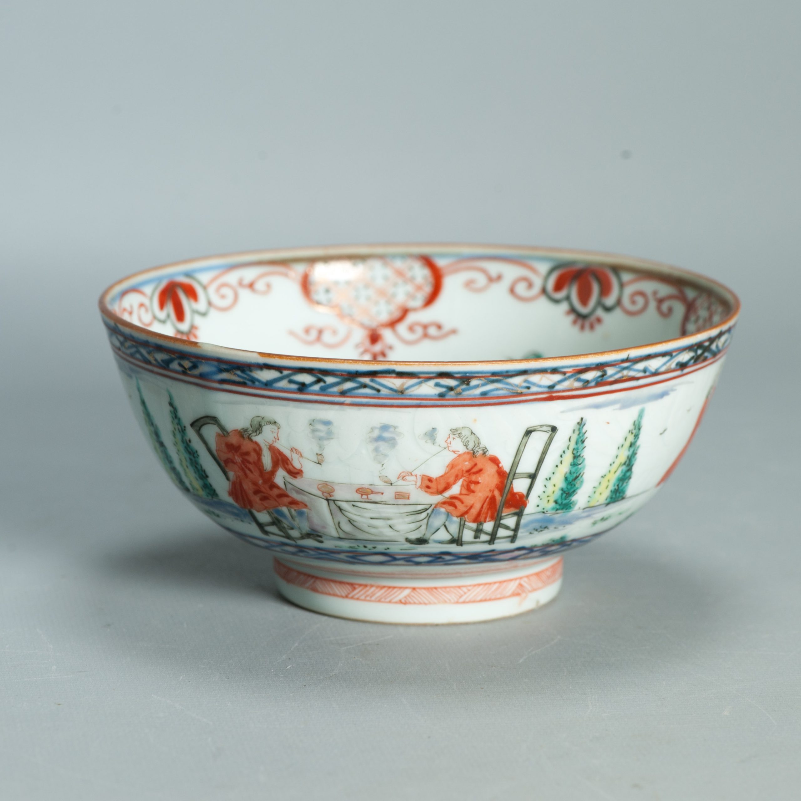 1549 Antique Chinese Porcelain Blue and white Anhua Bowl with Pastoral Redecoration