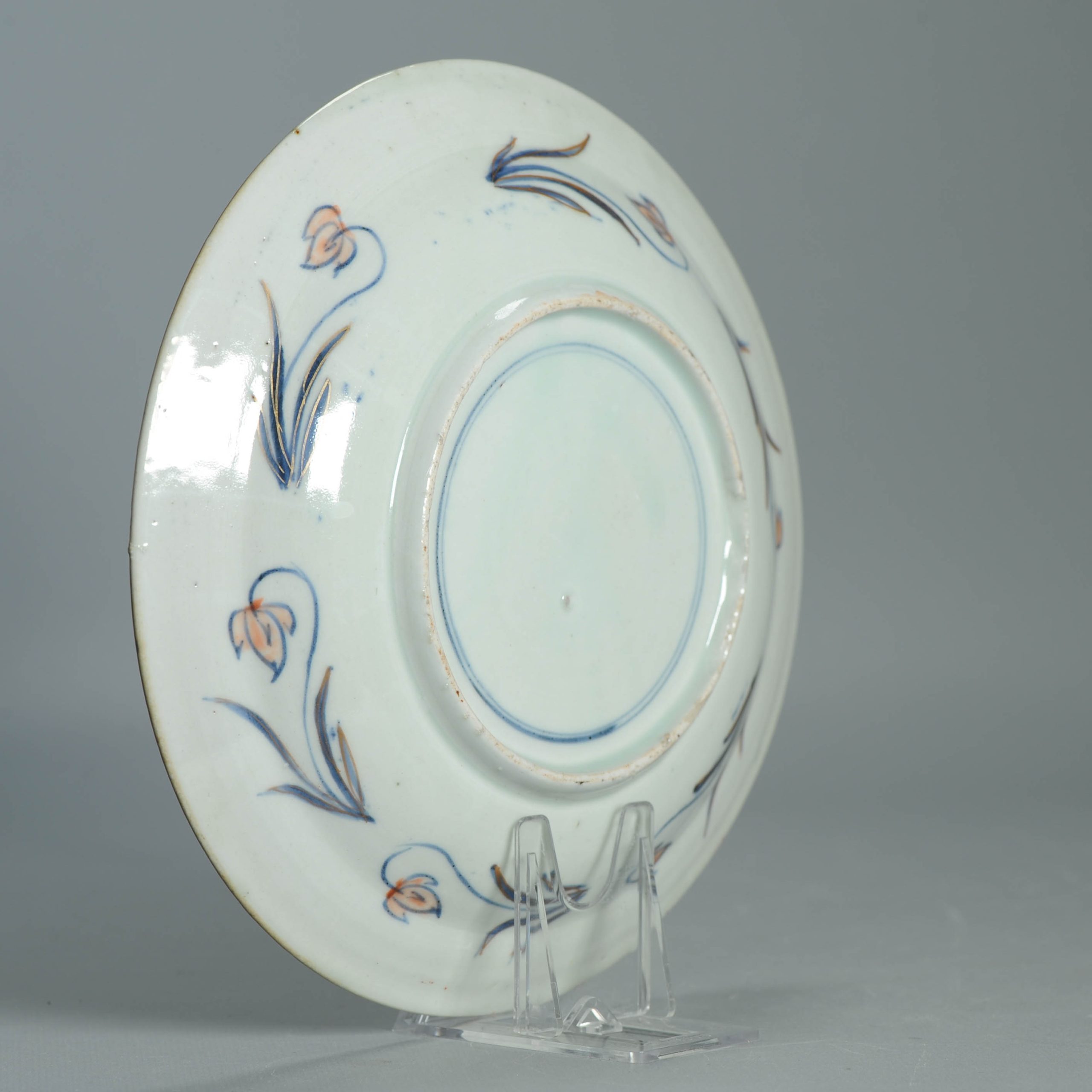 1555 Antique Japanese Porcelain Blue and white Plate with added Redecoration - Image 10