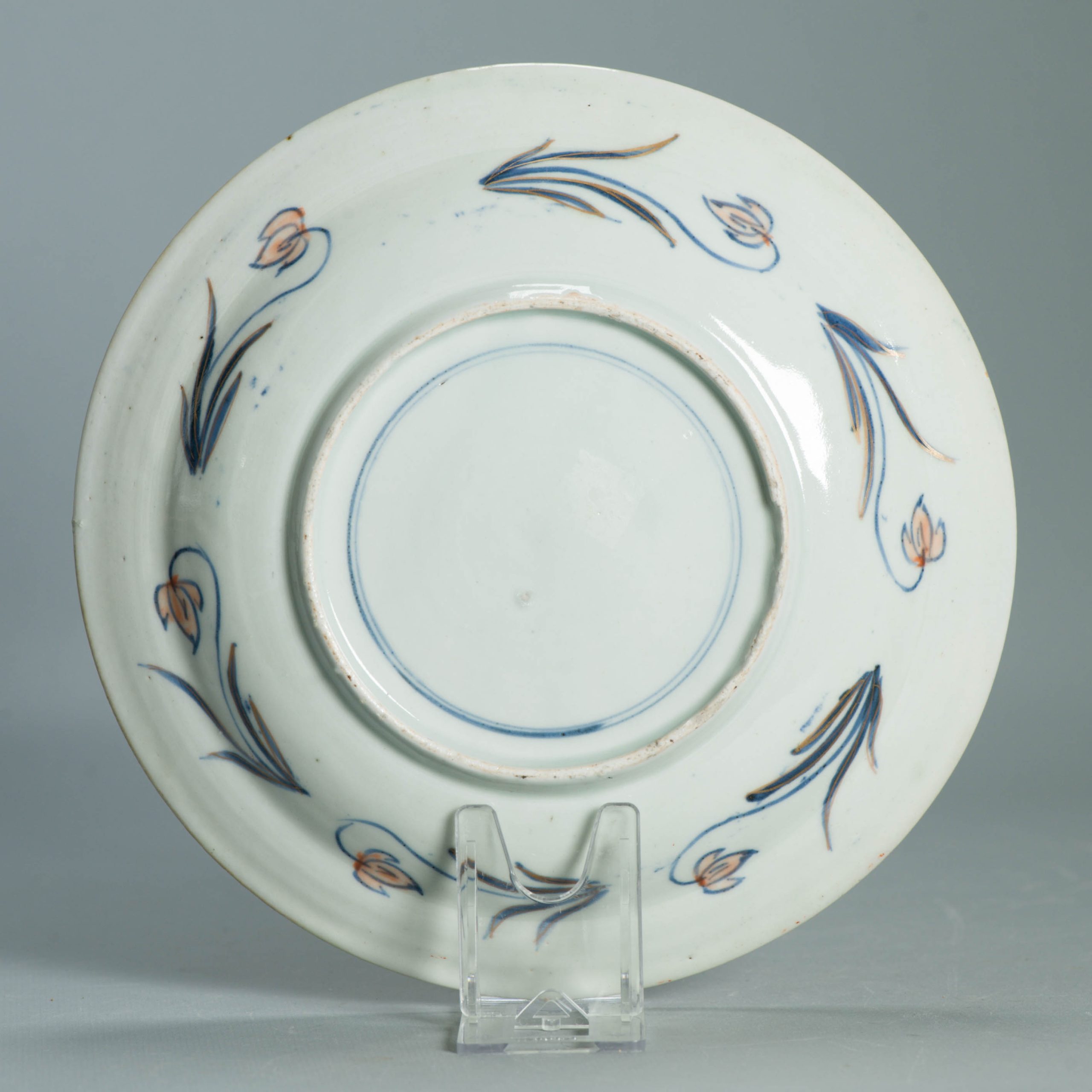 1555 Antique Japanese Porcelain Blue and white Plate with added Redecoration - Image 8