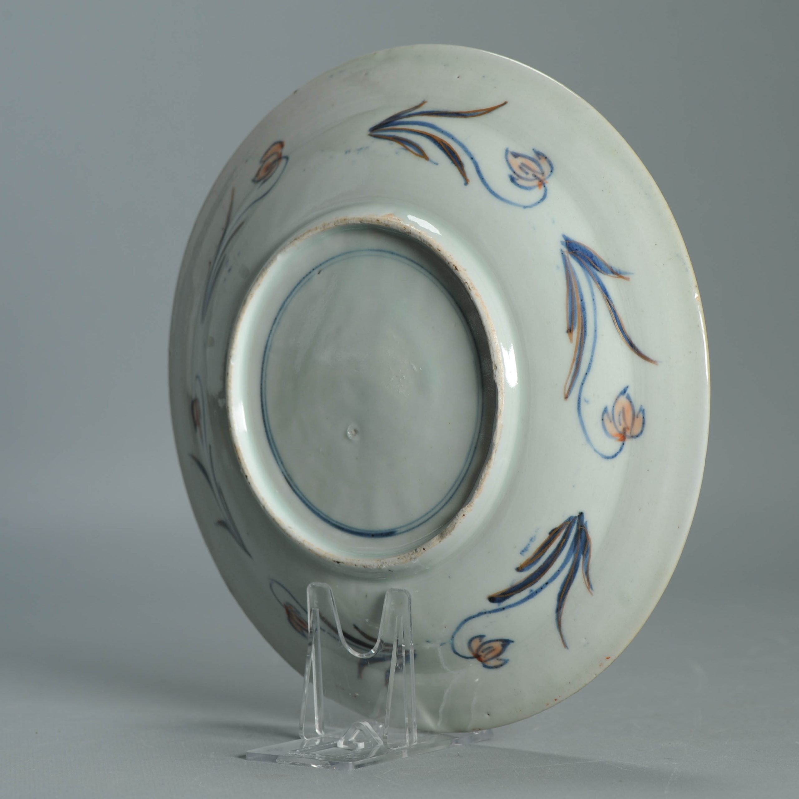 1555 Antique Japanese Porcelain Blue and white Plate with added Redecoration - Image 7