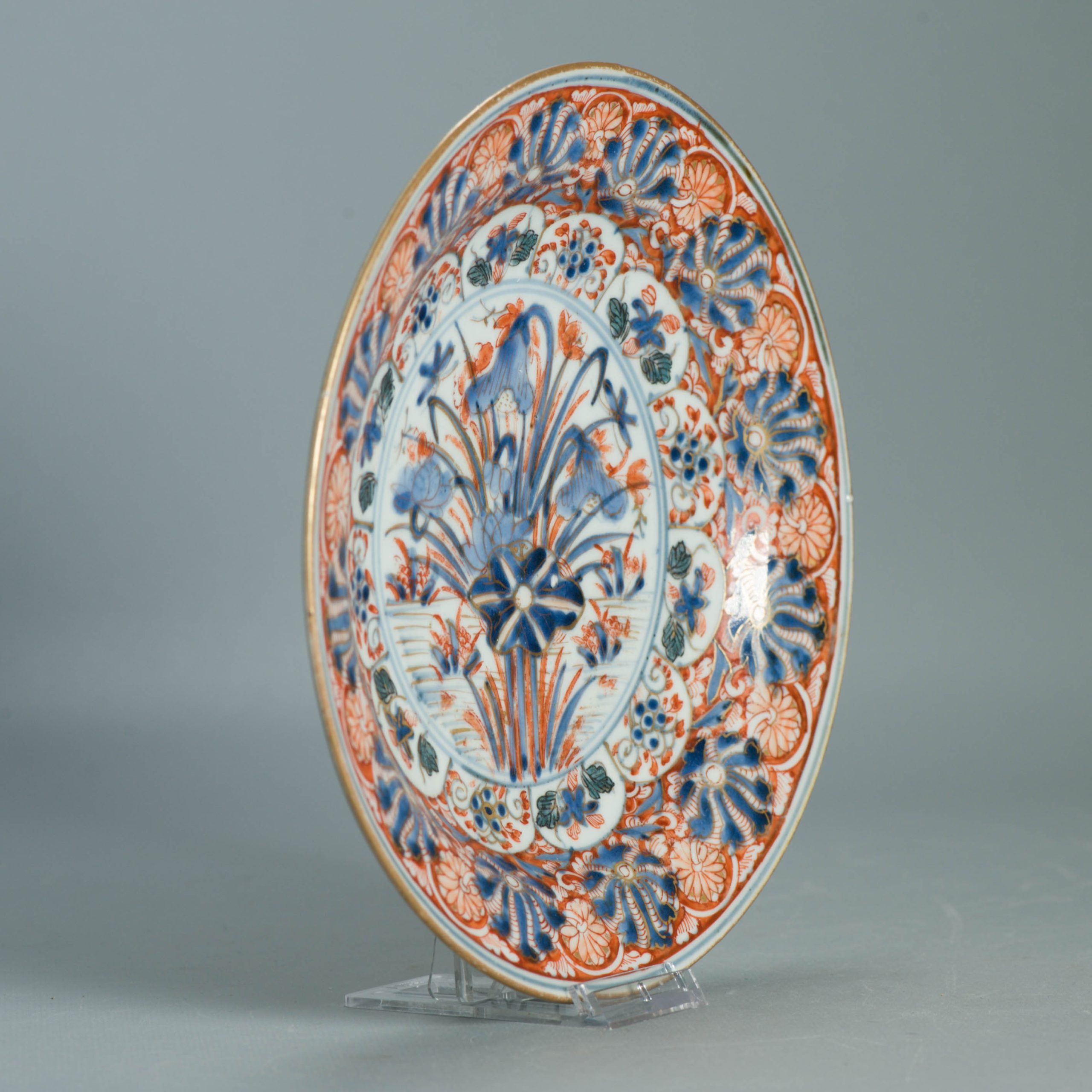 1555 Antique Japanese Porcelain Blue and white Plate with added Redecoration - Image 4