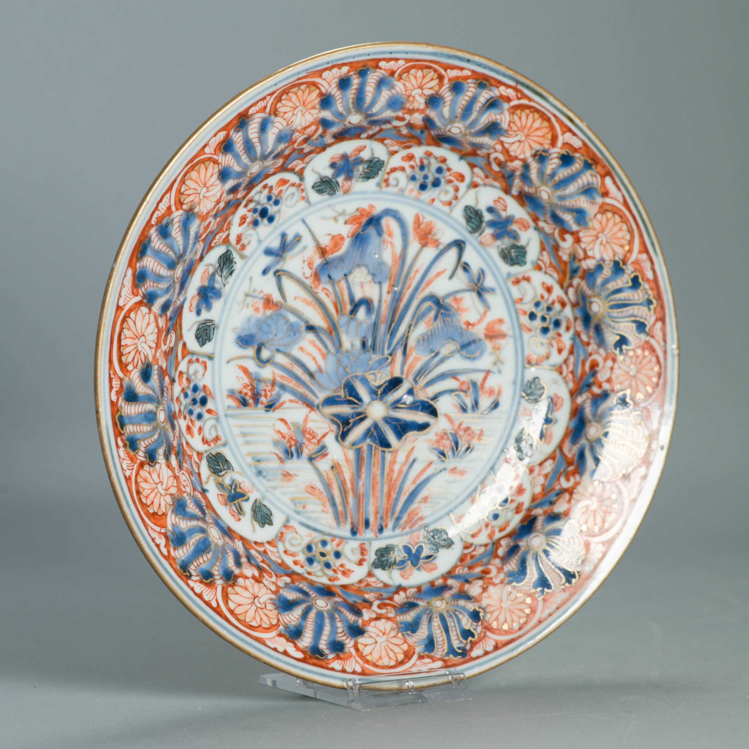 1555 Antique Japanese Porcelain Blue and white Plate with added Redecoration - Image 3