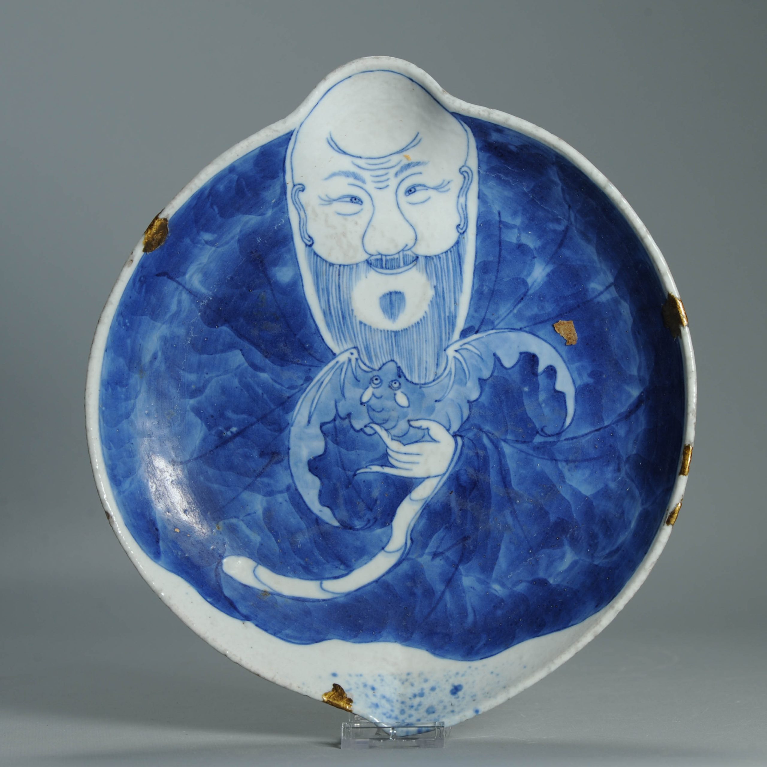 1586 Antique Edo or Qing Period  Dish With Shou Lao Kosometsuke Style Chinese China