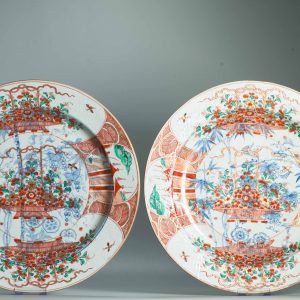 1579 & 1580 Large Pair of Antique Kangxi/Yongzheng Dishe Scene with anhua and bamboo and European Redecoration