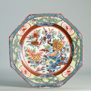 1578 Antique Chinese Blue and White 1700s Chinese  Plate with ca 1800 English Regency / George the IV 19th c redecoration