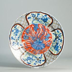 1577 Antique Chinese Blue and White 1700s Chinese  Plate with ca 1800 English Regency / George the IV 19th c redecoration
