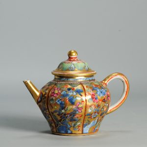 1576 Antique Chinese Blue and White 1700s Chinese Teapot with ca 1800 English Regency / George the IV 19th c redecoration
