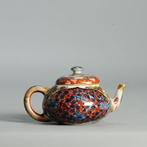1574 Antique Chinese Blue and White 1700s Chinese Teapot with ca 1800 English Regency / George the IV 19th c redecoration