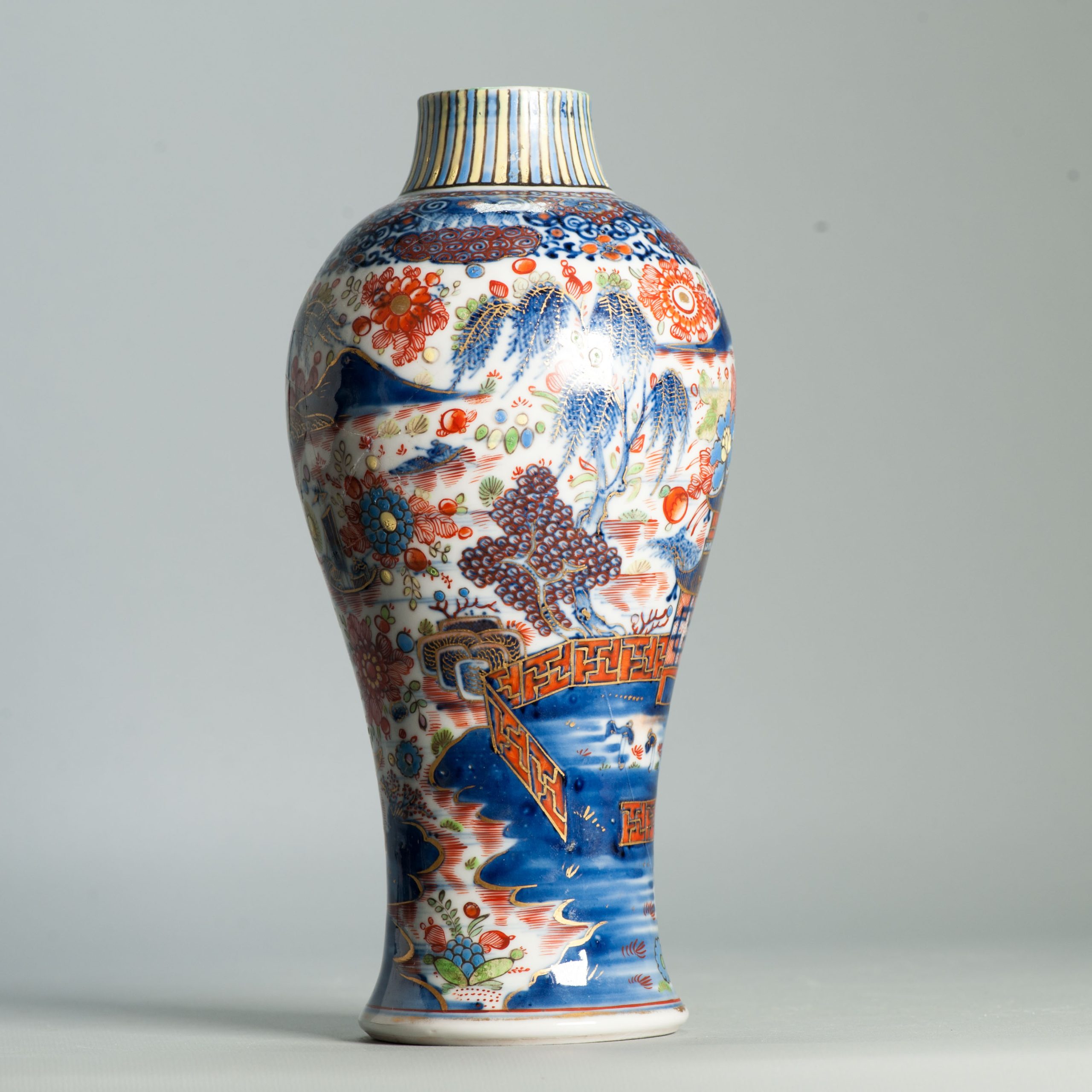 1568 Antique Chinese Blue and White 1740s Chinese vase with ca 1800 English Regency / George the IV 19th c redecoration