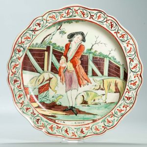 1559 Antique English Creamware Dish Decorated in Holland "Zijn Armoe"