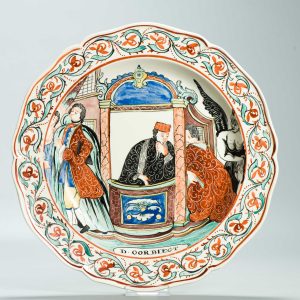 1561 Antique English Creamware Dish Decorated in Holland "De biecht"