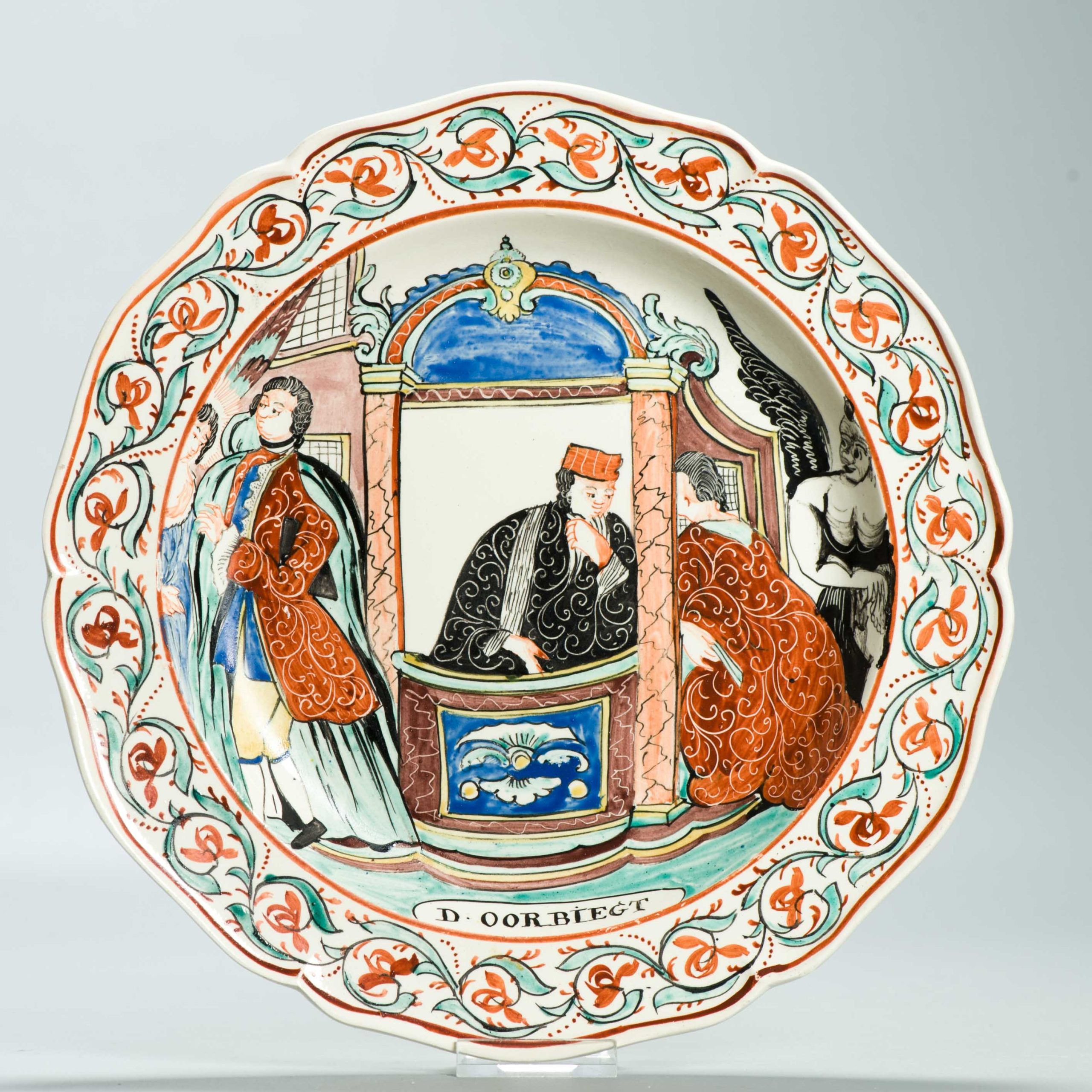 1561 Antique English Creamware Dish Decorated in Holland “De biecht”