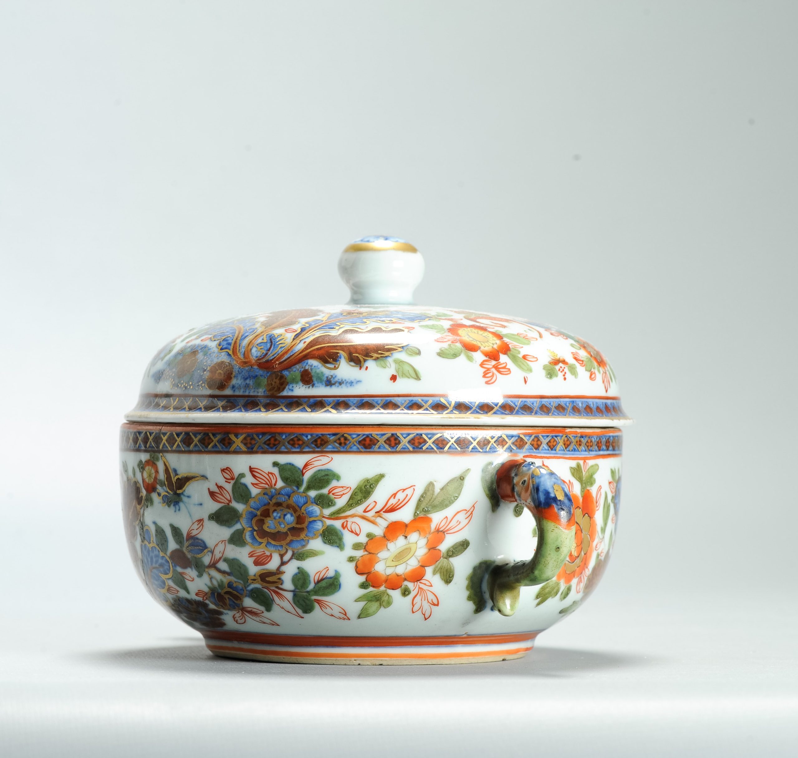 1590 Antique Blue and White 1750s Tureen with ca 1800 English Regency / George the IV 19th c redecoration